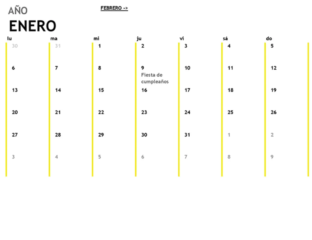 Calendario de 12 meses yellow modern-simple