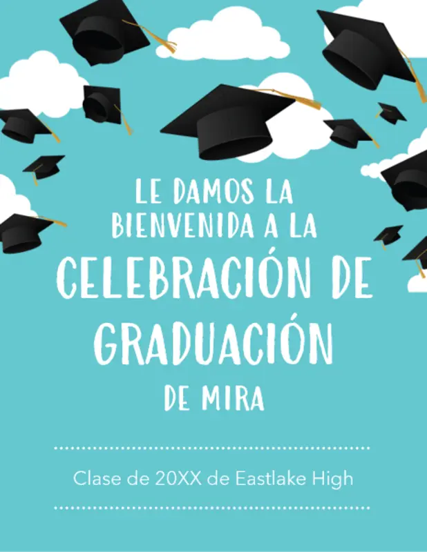 Imprimibles de fiesta de graduación blue whimsical color block