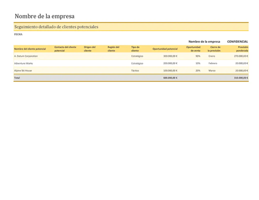 Seguimiento de clientes potenciales yellow modern simple