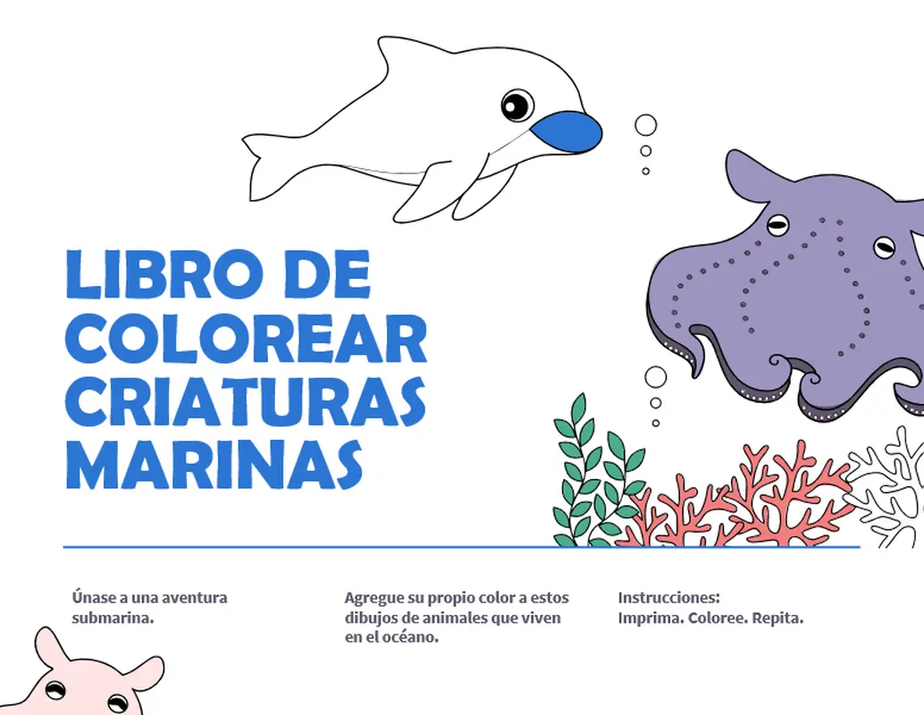 Libro de colorear con animales marinos whimsical color block