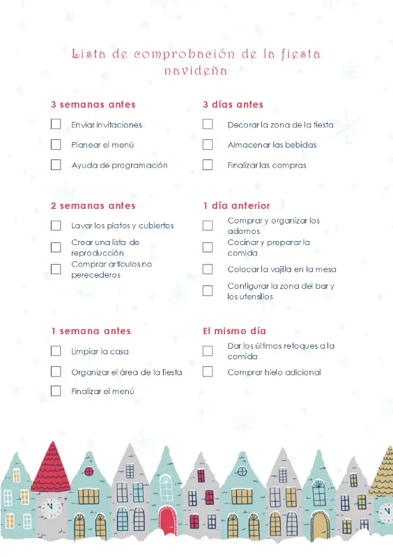 Lista de comprobación de la fiesta de Navidad blue whimsical color block