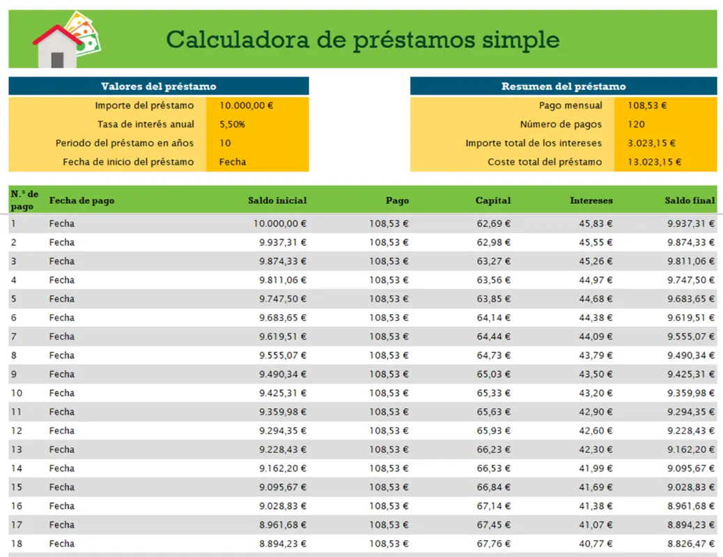 Calculadora de préstamos purple modern color block