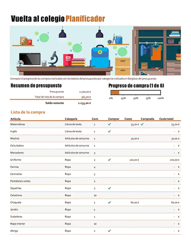 Organizador para la vuelta al colegio modern simple