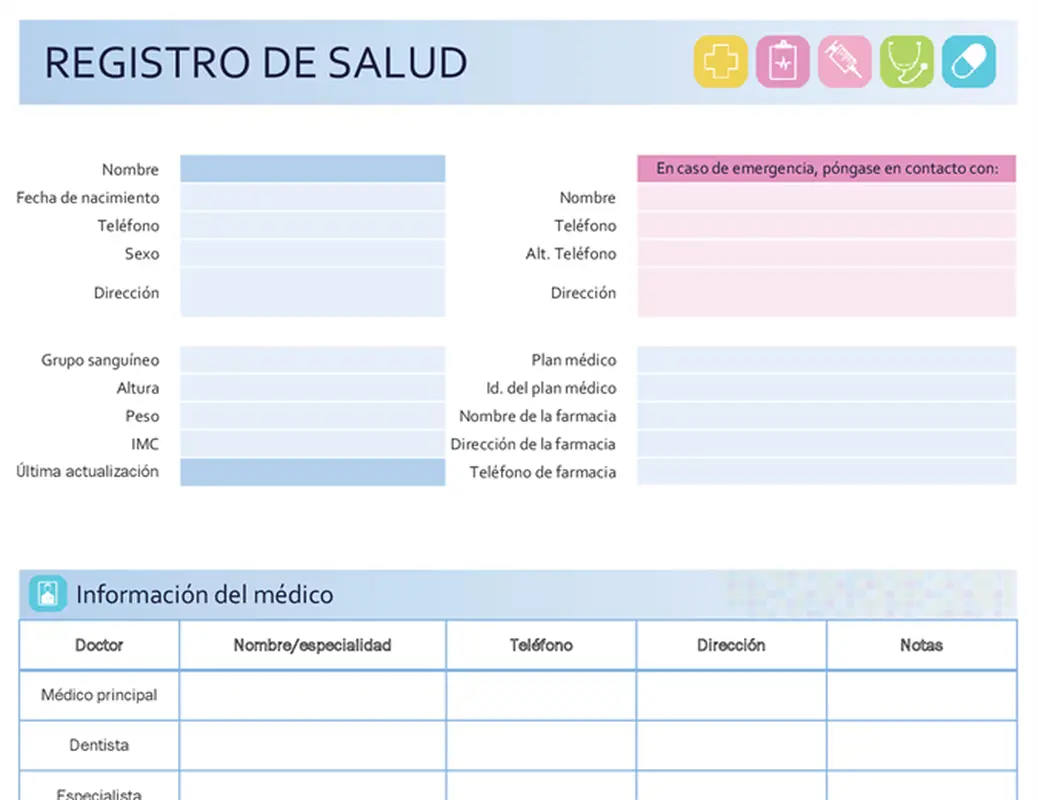 El registro de salud de mi familia modern-simple