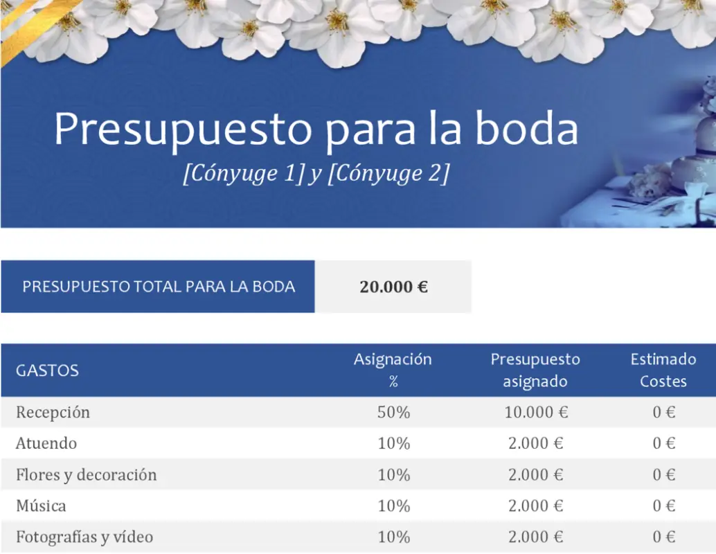 Seguimiento de presupuesto de boda brown modern simple