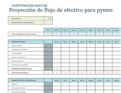 Proyección de flujo de efectivo para pymes modern simple