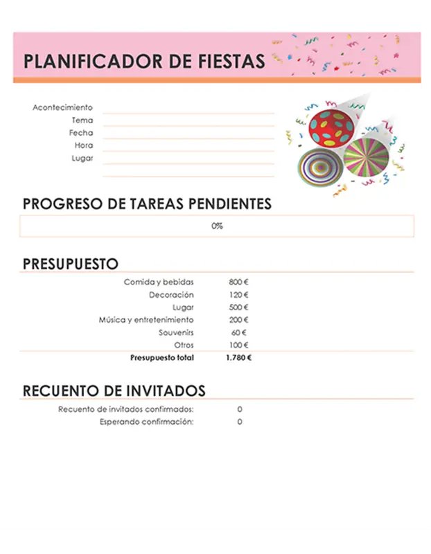 Planificador de fiestas modern-simple