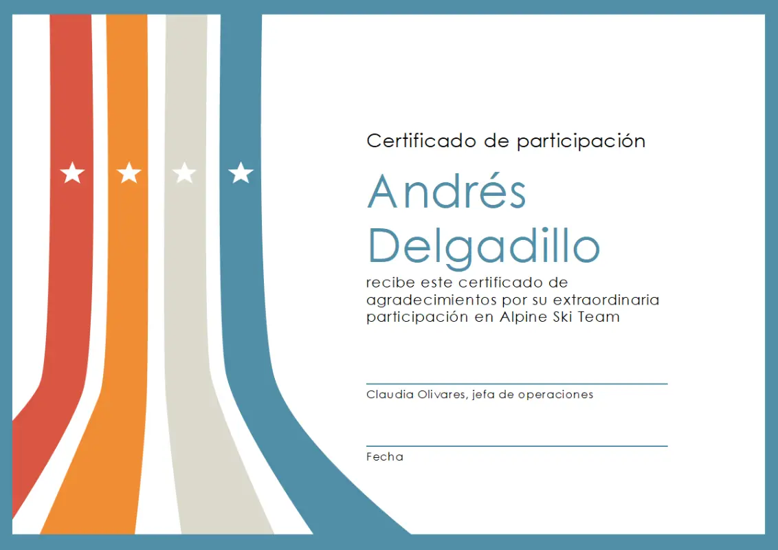 Certificado de participación blue modern-simple