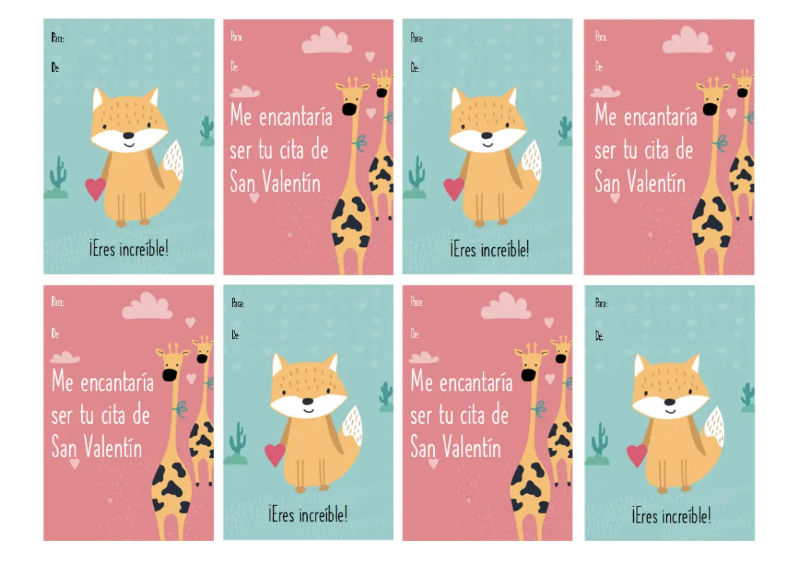 Tarjetas de San Valentín para niños blue whimsical-color-block