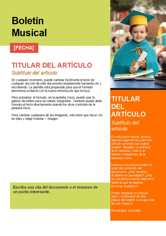 Boletín de noticias escolar modern-color-block