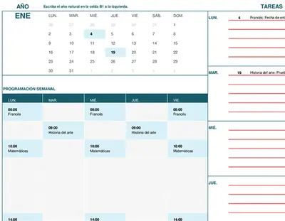 Calendario para estudiantes (lu.) modern-simple