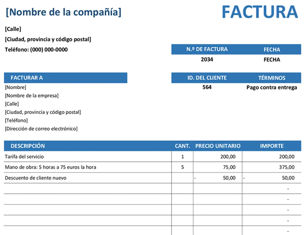 Factura de servicio simple modern simple