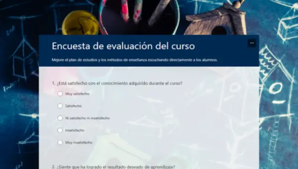 Encuesta de evaluación del curso blue modern simple