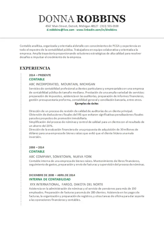 Currículum vítae de contabilidad modern-simple