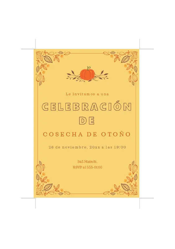 Invitación a fiesta de otoño orange organic-simple