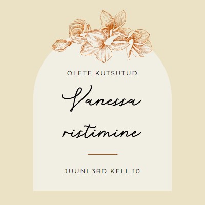 Ristimiskutse yellow vintage-botanical