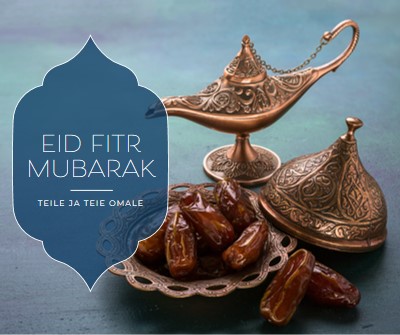 Eid al-Fitr Mubarak teile ja teile blue organic-boho