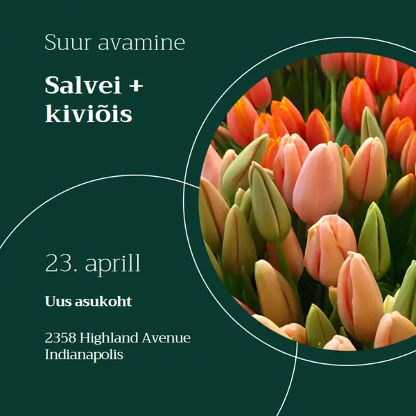 Lillelise butiigi suur avamine green modern-simple