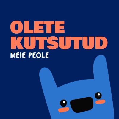 Olete kutsutud meie peole blue whimsical,bold,monster