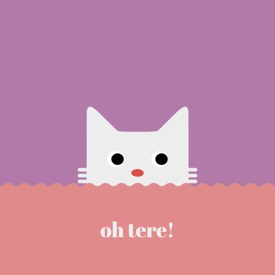 Oh, tere! red cute,simple,cat,neutral,bright,fun