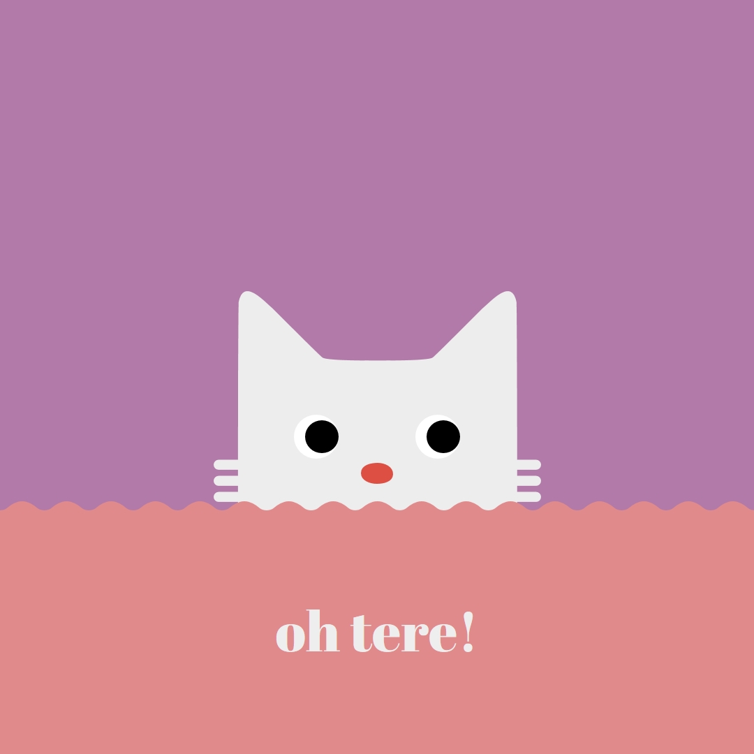 Oh, tere! red cute,simple,cat,neutral,bright,fun