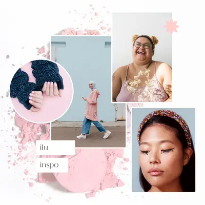 Ilu inspiratsioonid teile pink modern,overlapping,collage,feminine,natural,graphic