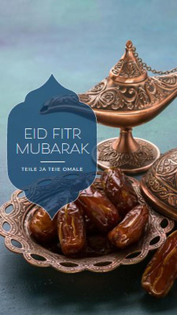 Eid al-Fitr Mubarak teile ja teile blue organic-boho