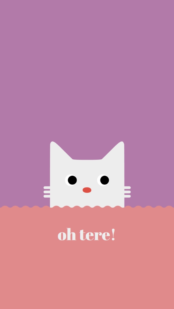 Oh, tere! red cute,simple,cat,neutral,bright,fun
