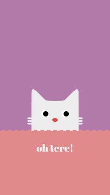 Oh, tere! red cute,simple,cat,neutral,bright,fun