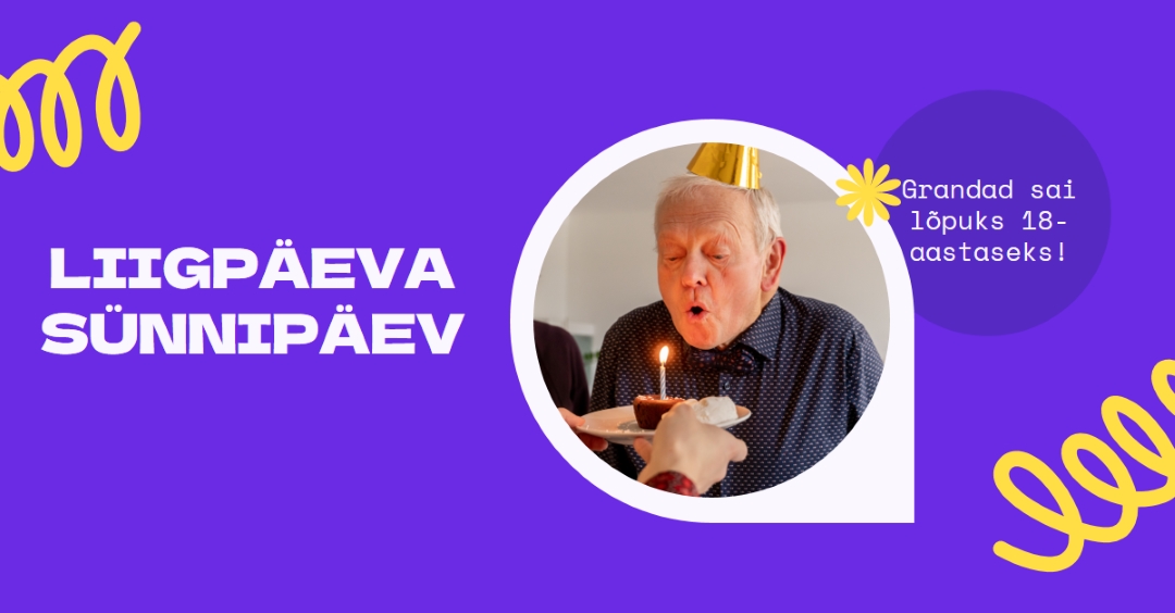 Liigpäeva sünnipäev blue bold,playful,block,circle,photo,squiggle