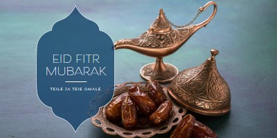 Eid al-Fitr Mubarak teile ja teile blue organic-boho