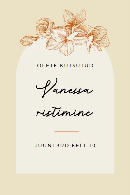 Ristimiskutse yellow vintage-botanical