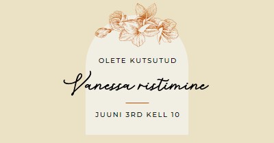 Ristimiskutse yellow vintage-botanical