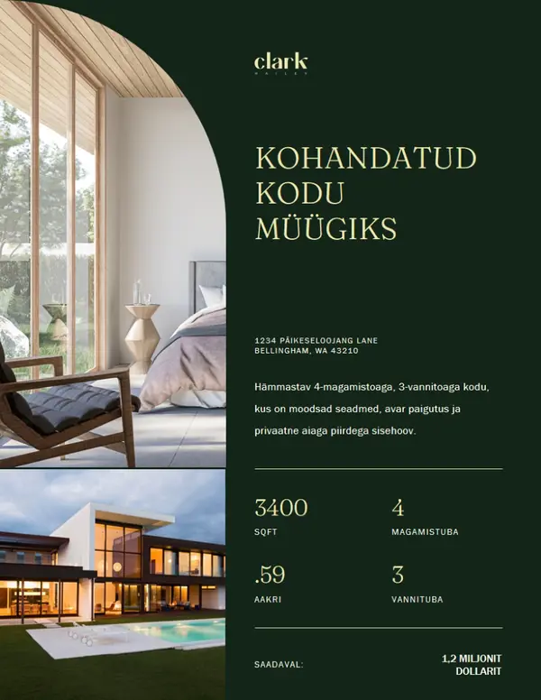Elegantne kaasaegne kinnisvara flaier green modern,elegant,sophisticated,rounded,classic,photographic