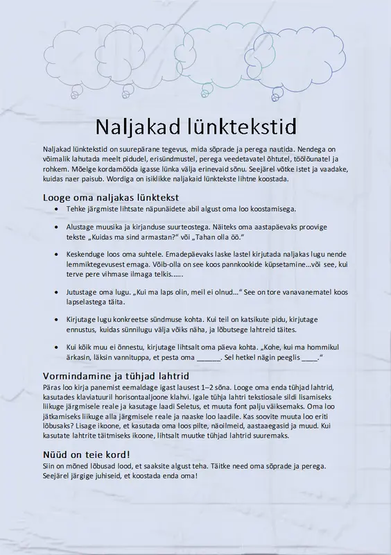 Lõbus täidetav lugu modern simple