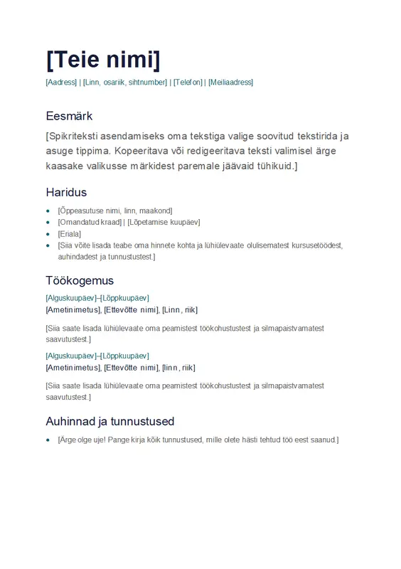 Lihtne elulookirjeldus