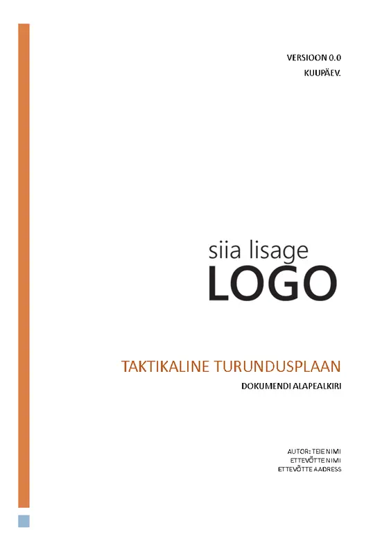 Ettevõtte taktikaline turundusplaan modern simple
