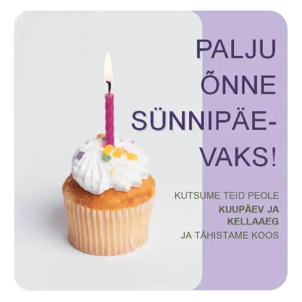 Sünnipäeva kutse flaier (koogikesega) purple modern-simple