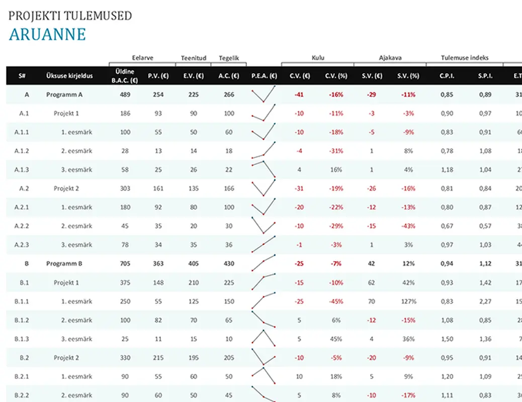 Projekti tulemuste aruanne modern simple