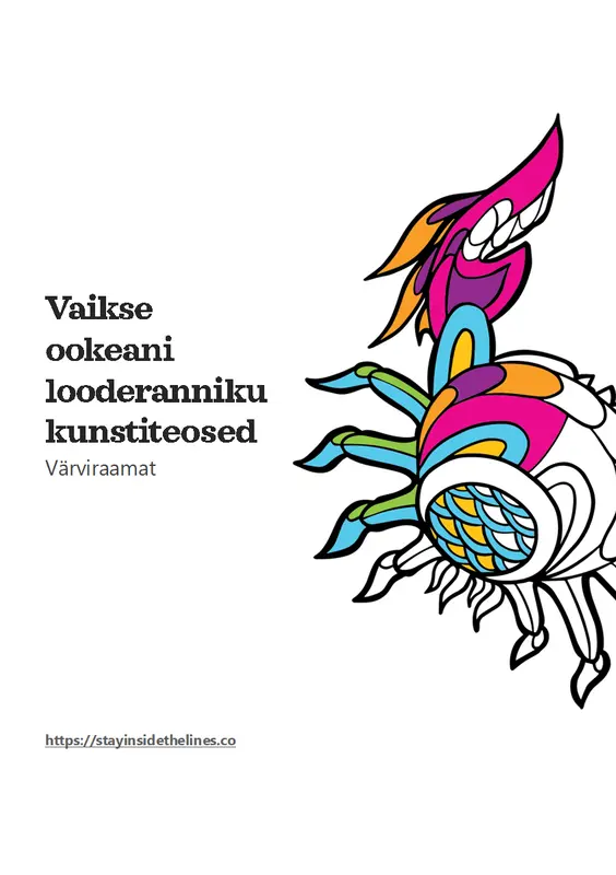 Värviraamat „Vaikse ookeani looderanniku kunstiteosed“ whimsical line