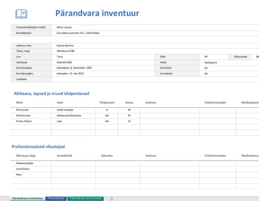 Pärandvara inventuur modern simple