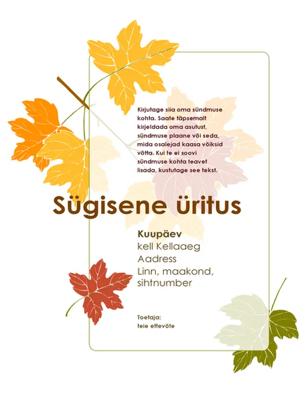 Sügisürituse flaier (lehtedega)