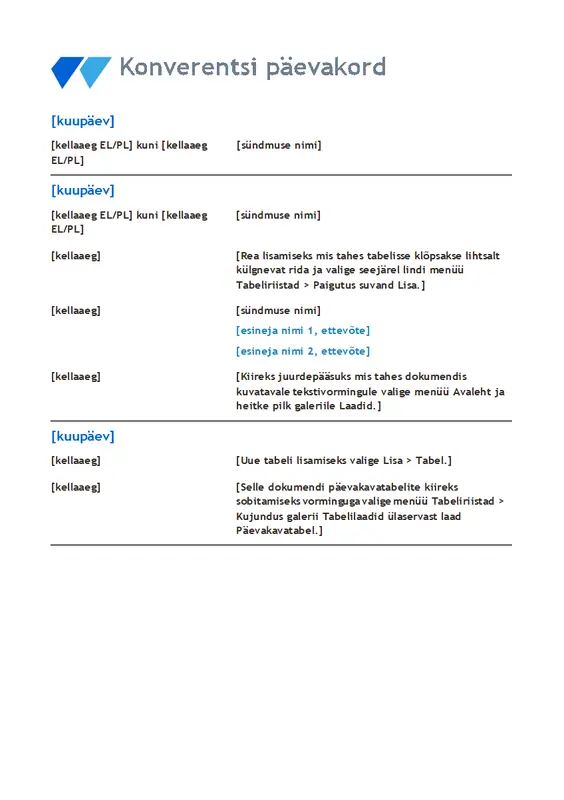 Konverentsi päevakava vintage floral