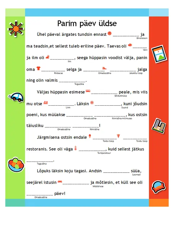 Naljakas täidetav lugu modern simple