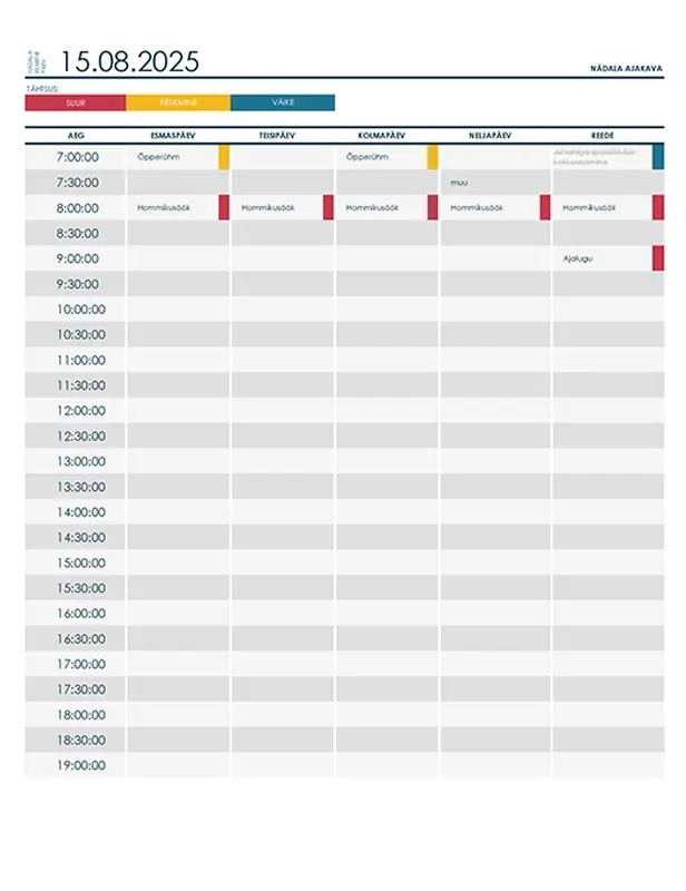 Üliõpilase nädalaajakava modern-simple