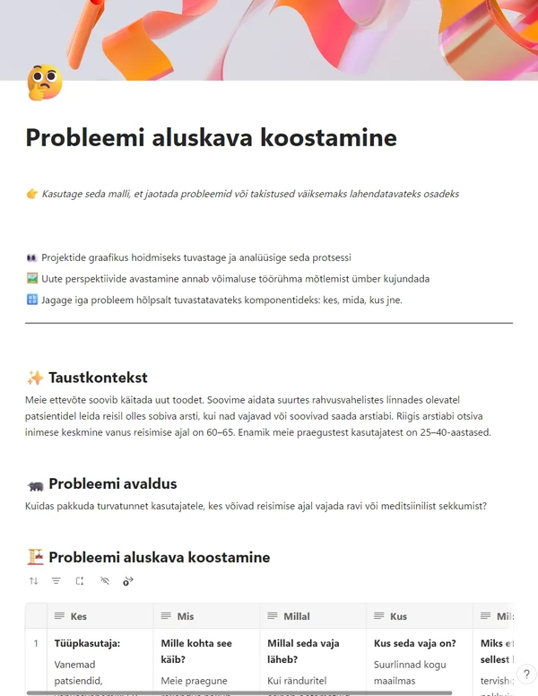 Probleemi aluskava koostamine