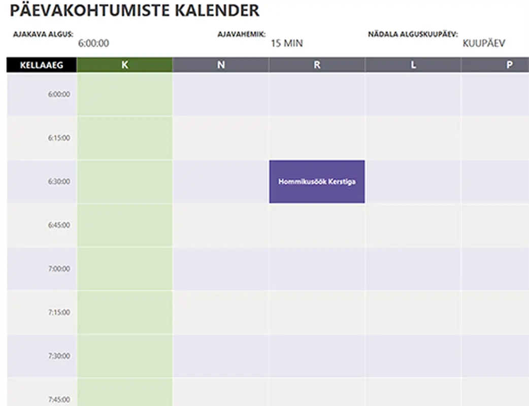 Päevakohtumiste kalender
