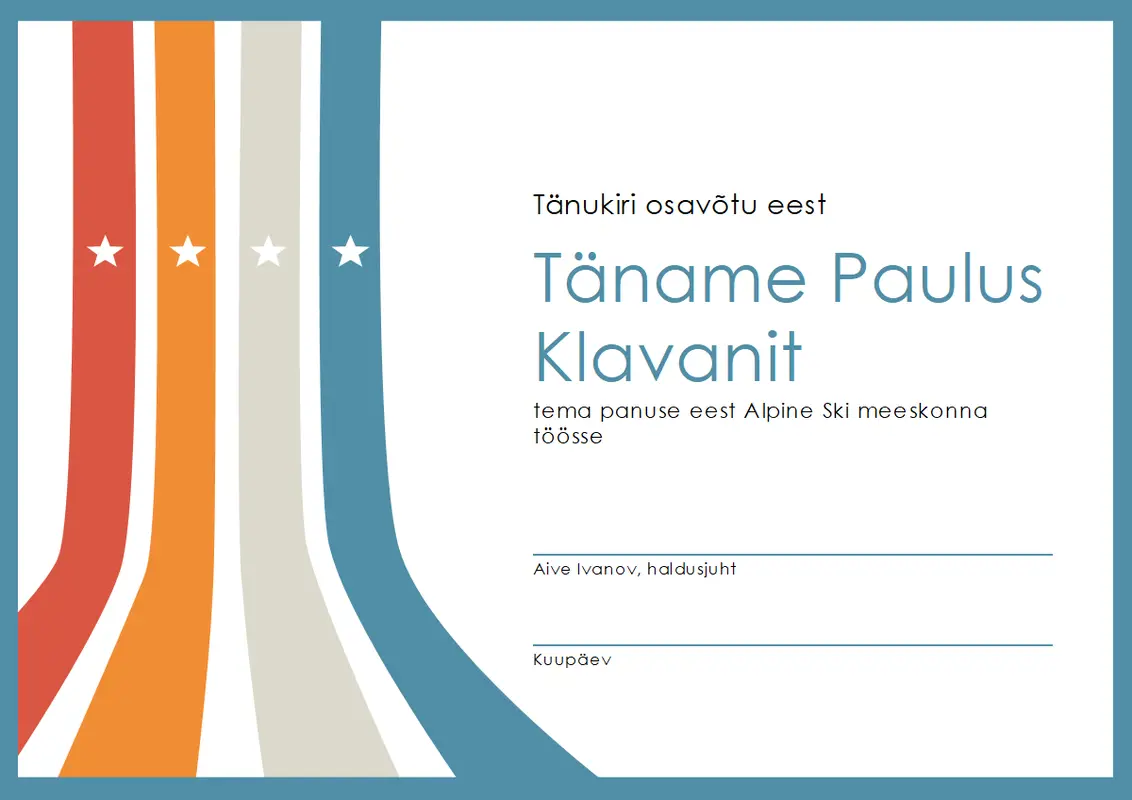 Tänukiri osavõtu eest modern-simple