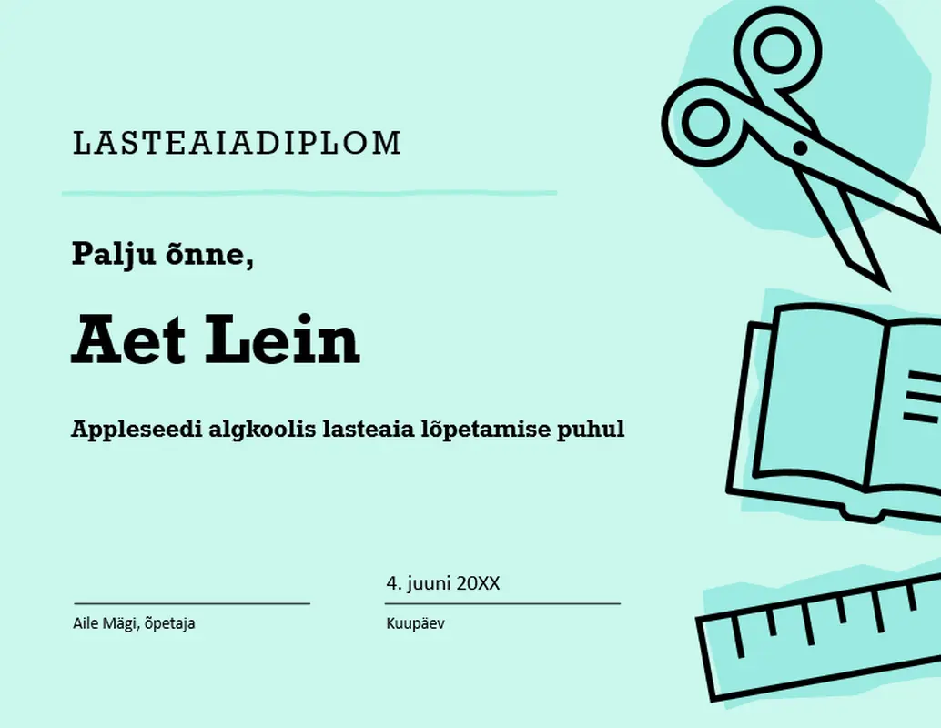 Lasteaiadiplom modern bold