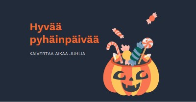 Hyvää Halloweenia black whimsical-line